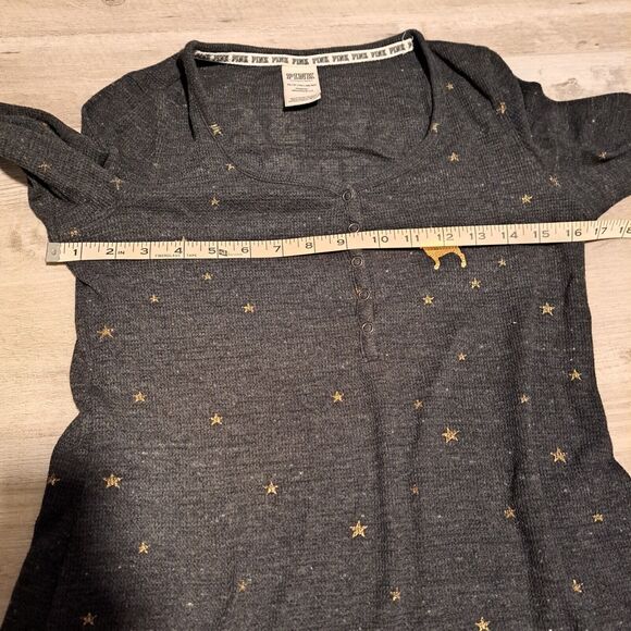 Victoria's Secret Black Thermal Gold Star "I've Been Good(ish)" Sleep Gown Sz XS - Picture 7 of 8